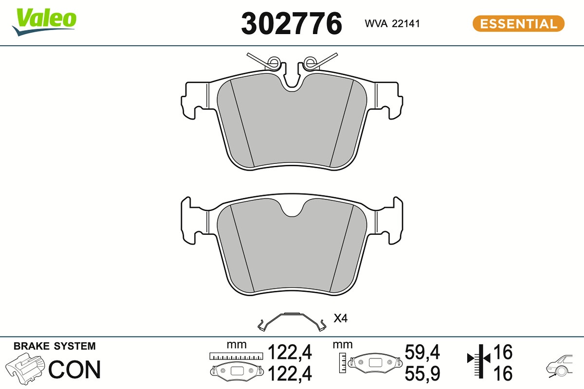 Kit pastiglie freno, Freno a disco - 302776 VALEO